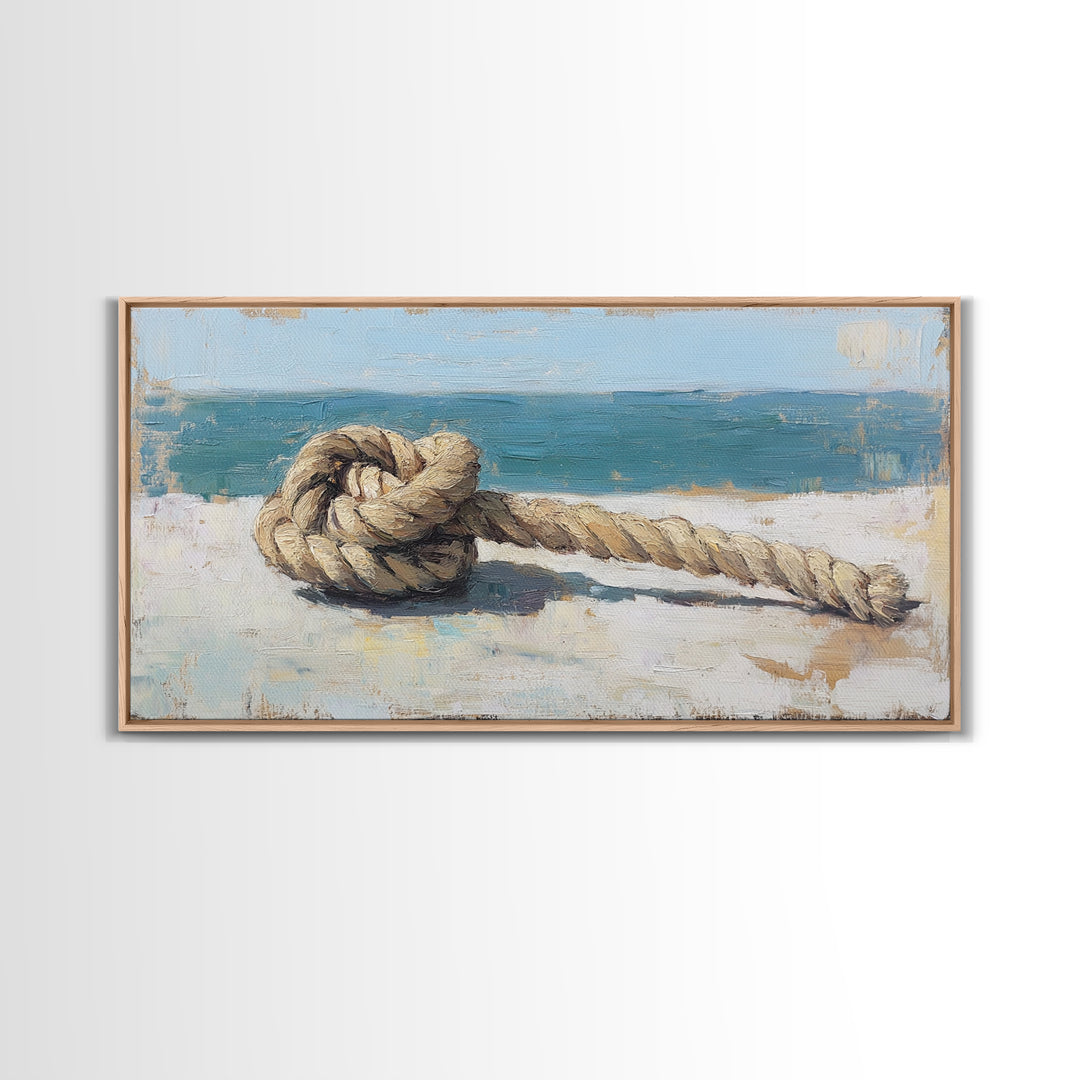Weathered Nautical Rope Knot Canvas Print, Coastal Wall Art, Beach House Decor, Ocean Art Print, Rustic Seaside Gift, Gift For Him