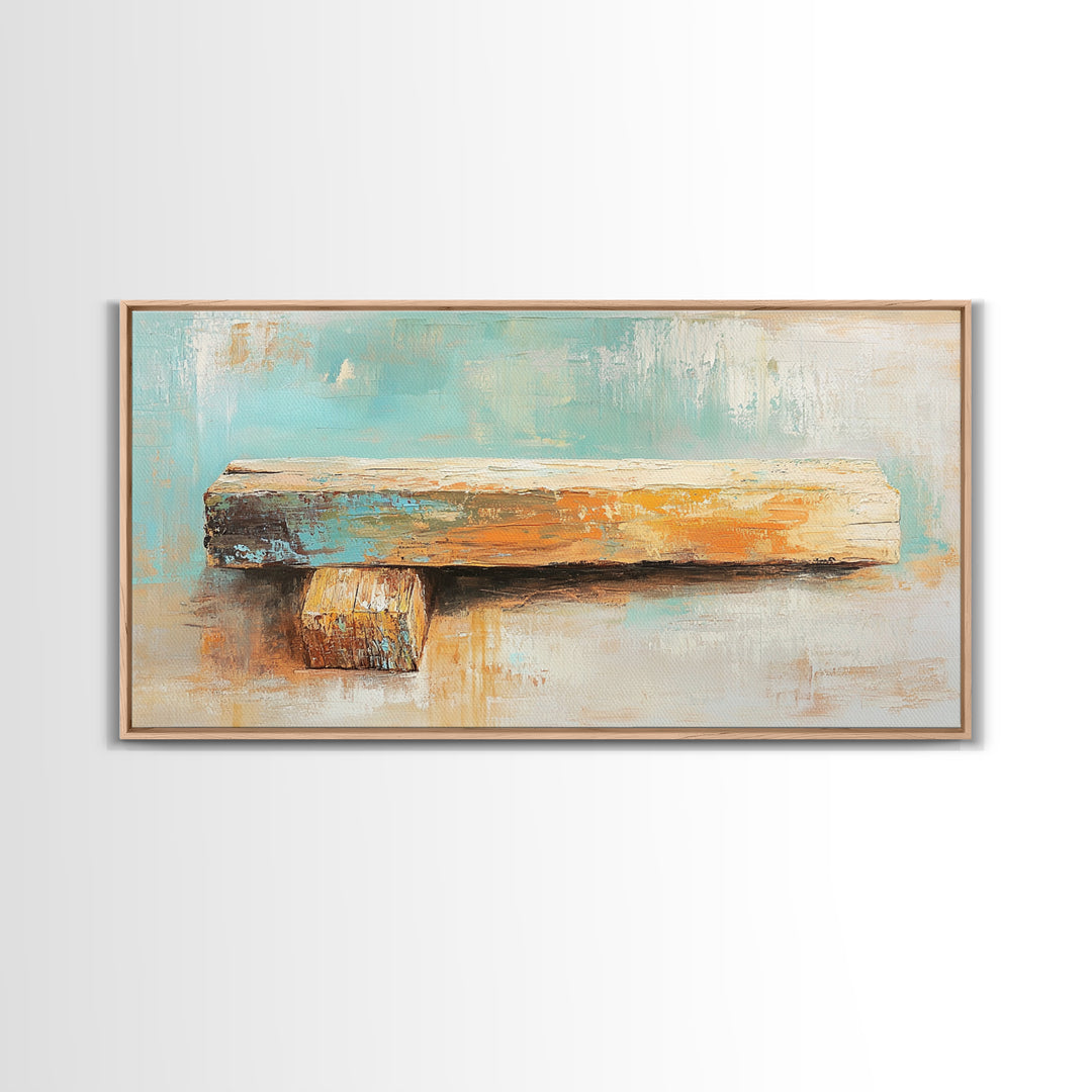 Weathered Wood Plank Abstract Wall Art, Rustic Textured Minimalist Canvas Print, Wabi Sabi Decor, Neutral Modern Home Decor