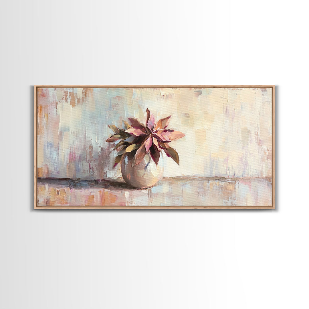 Succulent Plant In Ceramic Pot Wall Art, Botanical Canvas Print, Modern Home Decor, Neutral Bedroom Art Gift For Her, Housewarming Gift