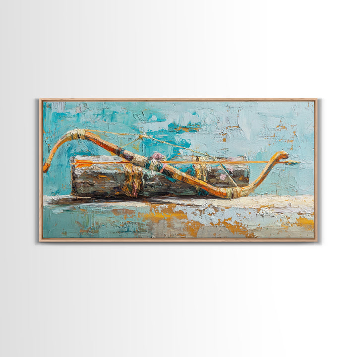 Rustic Bow And Arrow Still Life Wall Art, Western Decor Canvas Print, Cabin Wall Decor, Gift For Archery Lover, Man Cave Decor