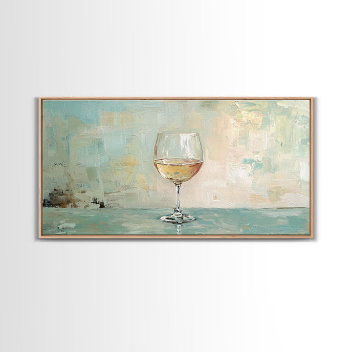 Single White Wine Glass Canvas Print, Minimalist Kitchen Wall Art, Bar Cart Decor, Neutral Dining Room Art, Gift For Her