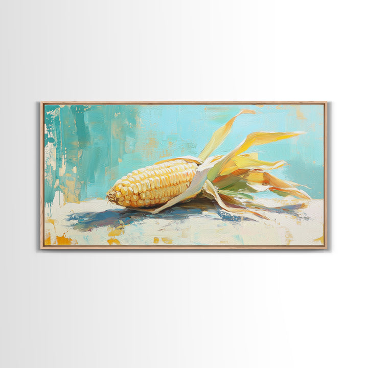 Golden Corn Still Life Canvas Print, Farmhouse Kitchen Wall Art, Rustic Country Decor, Food Art Print For Dining Room Decor