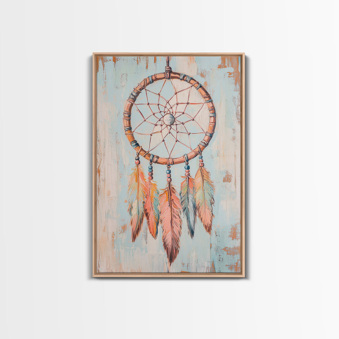 Boho Dreamcatcher Feathers Wall Art, Southwestern Canvas Print, Spiritual Home Decor, Nursery Wall Decor, Unique Gift Idea