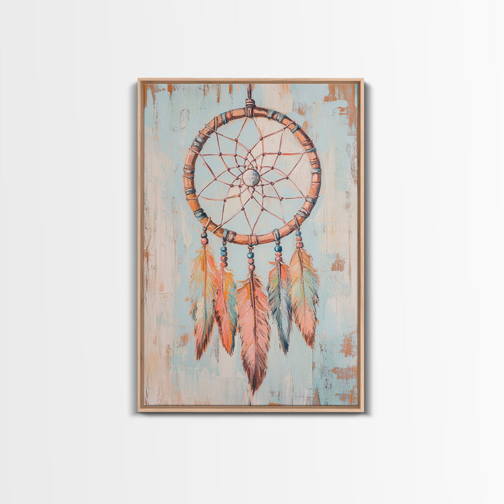 Boho Dreamcatcher Feathers Wall Art, Southwestern Canvas Print, Spiritual Home Decor, Nursery Wall Decor, Unique Gift Idea