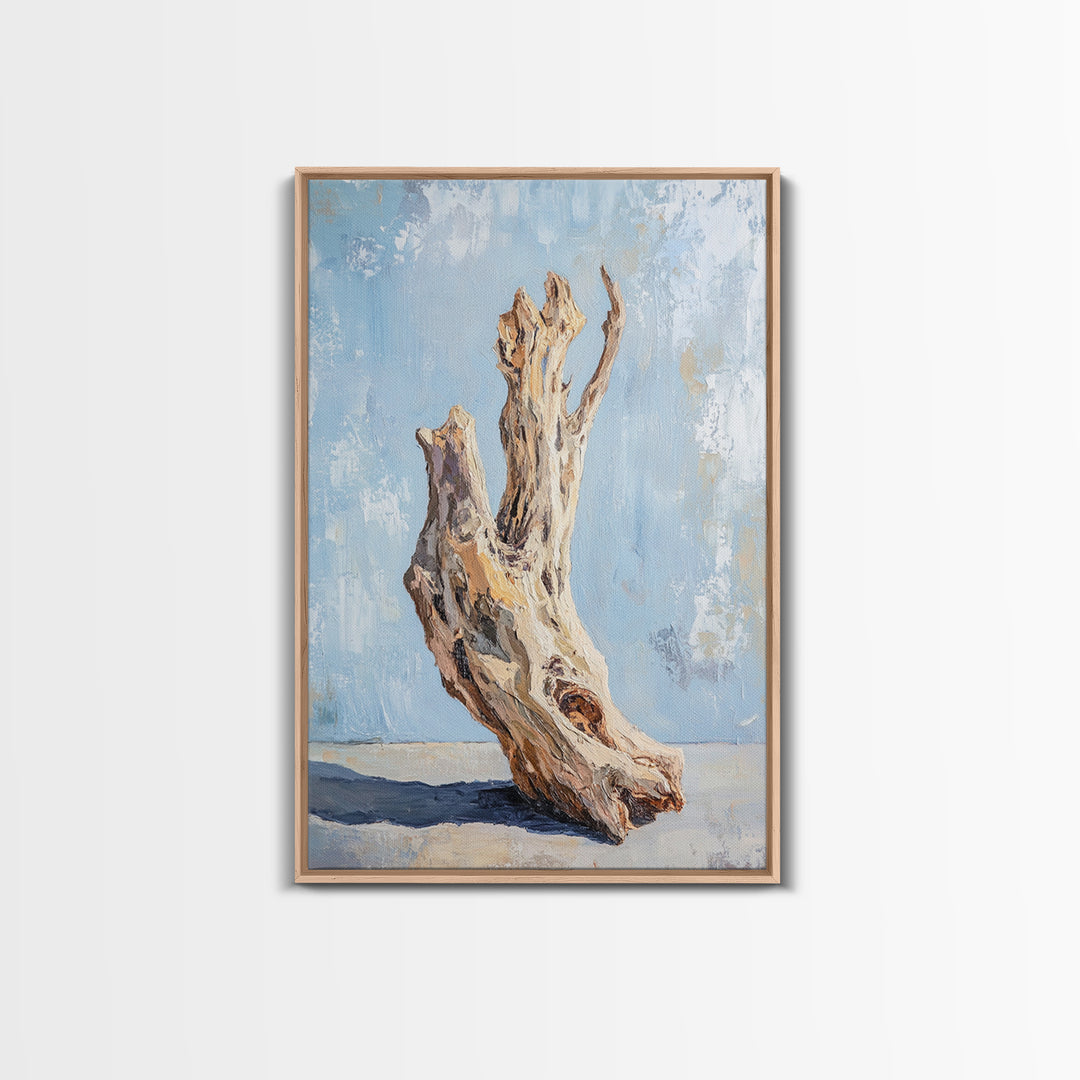 Sculptural Driftwood Still Life Canvas Print, Coastal Wall Art, Organic Modern Decor, Rustic Nature Art, Beach House Gift
