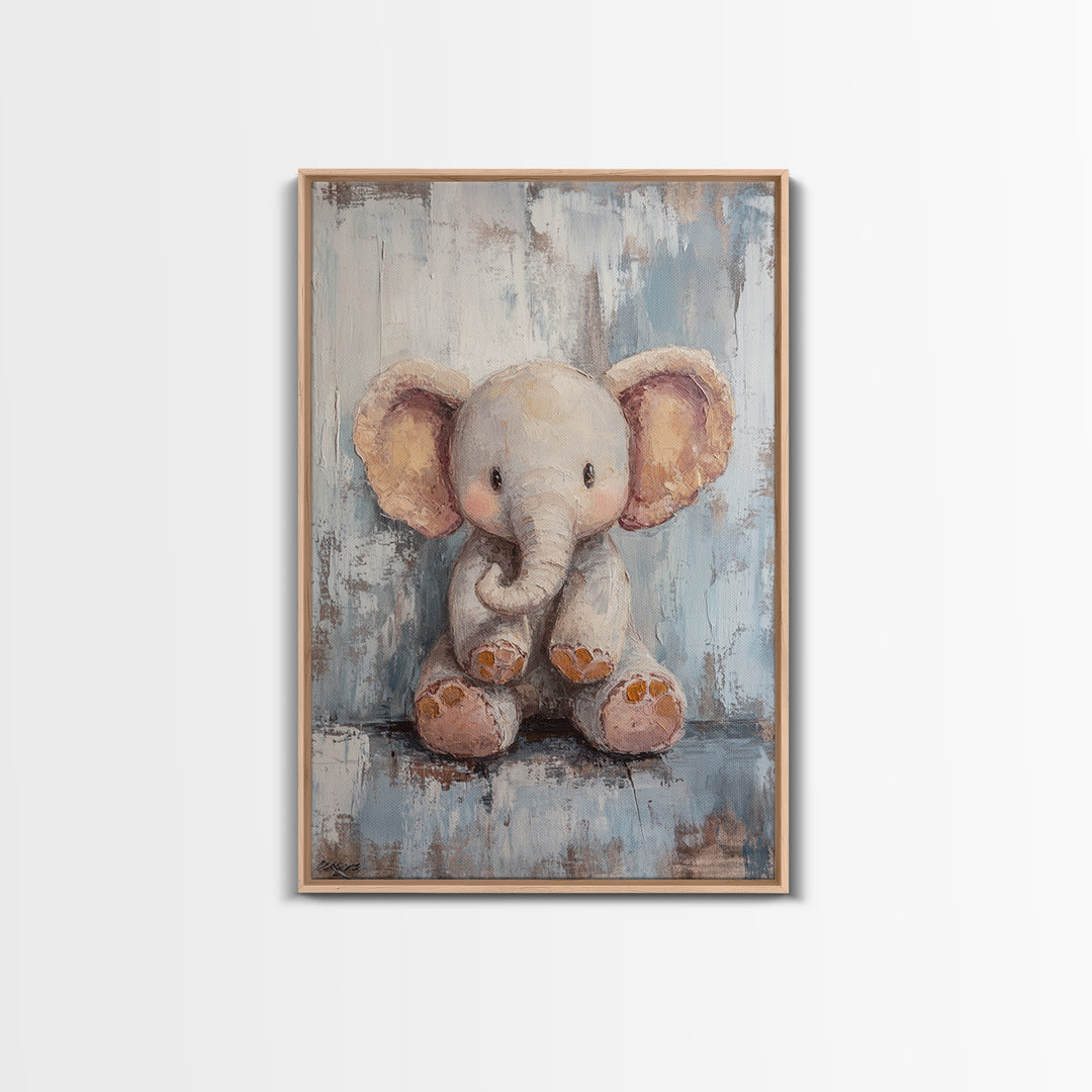 Sweet Baby Elephant Nursery Wall Art, Whimsical Animal Canvas Print, Kids Room Decor, Safari Nursery Gift For Baby Shower
