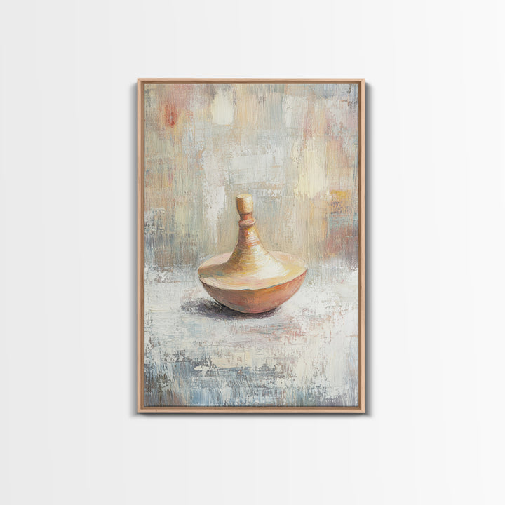 Minimal Spinning Top Still Life Canvas Print, Neutral Wall Art, Wabi Sabi Decor, Modern Minimalist Art Print For Office Decor