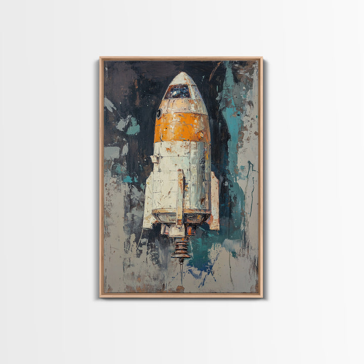 Retro Rocket Ship Spacecraft Wall Art, Sci Fi Wall Art, Futuristic Decor, Space Wall Decor, Gaming Room Art, Large Canvas Art