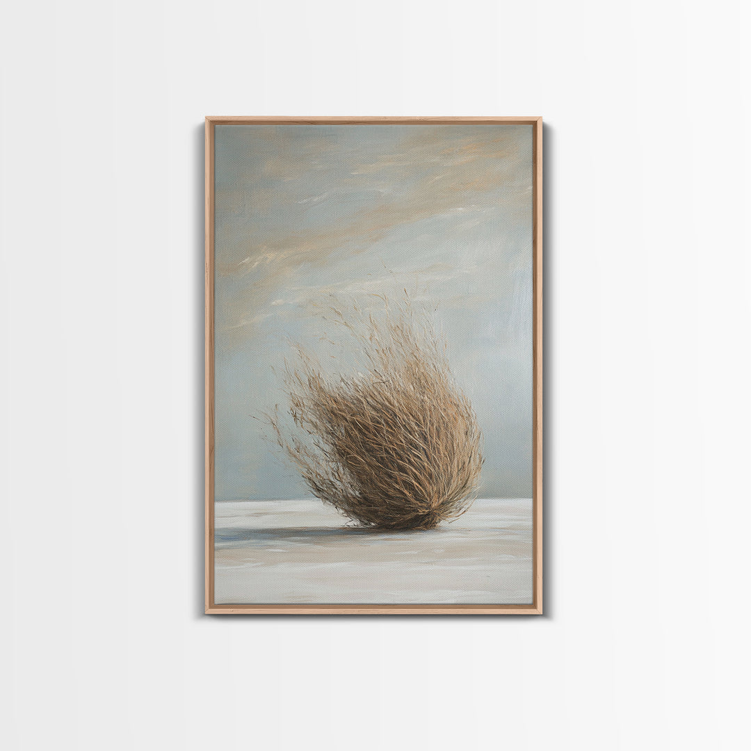 Minimalist Tumbleweed Wall Art, Neutral Desert Botanical Painting, Wabi Sabi Decor, Rustic Home Decor, Calming Wall Art Print