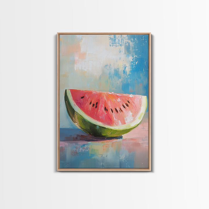 Bright Watermelon Slice Still Life Wall Art, Colorful Kitchen Decor, Summer Fruit Painting, Modern Farmhouse Art Print, Housewarming Gift