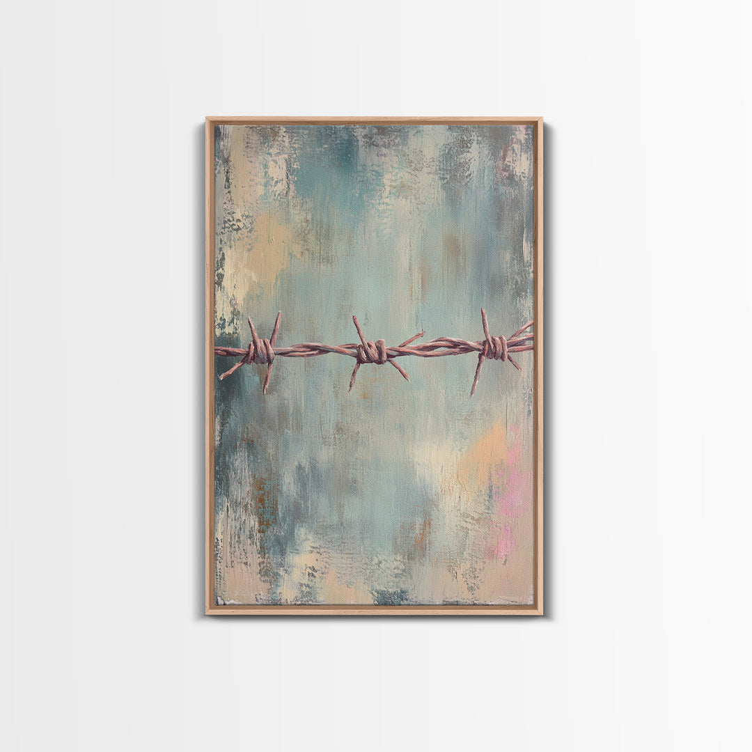 Barbed Wire Minimalist Wall Art, Western Rustic Decor, Industrial Canvas Print, Moody Office Art, Man Cave Decor, Masculine Gift For Him