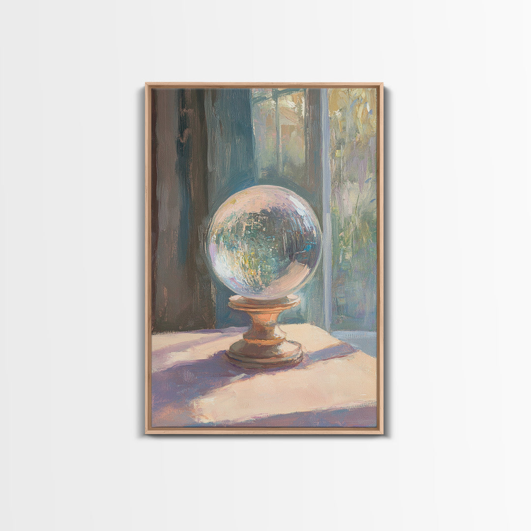 Crystal Ball In Sunlit Window Canvas Print, Mystical Wall Art, Celestial Decor, Spiritual Home Decor, Unique Gift For Her