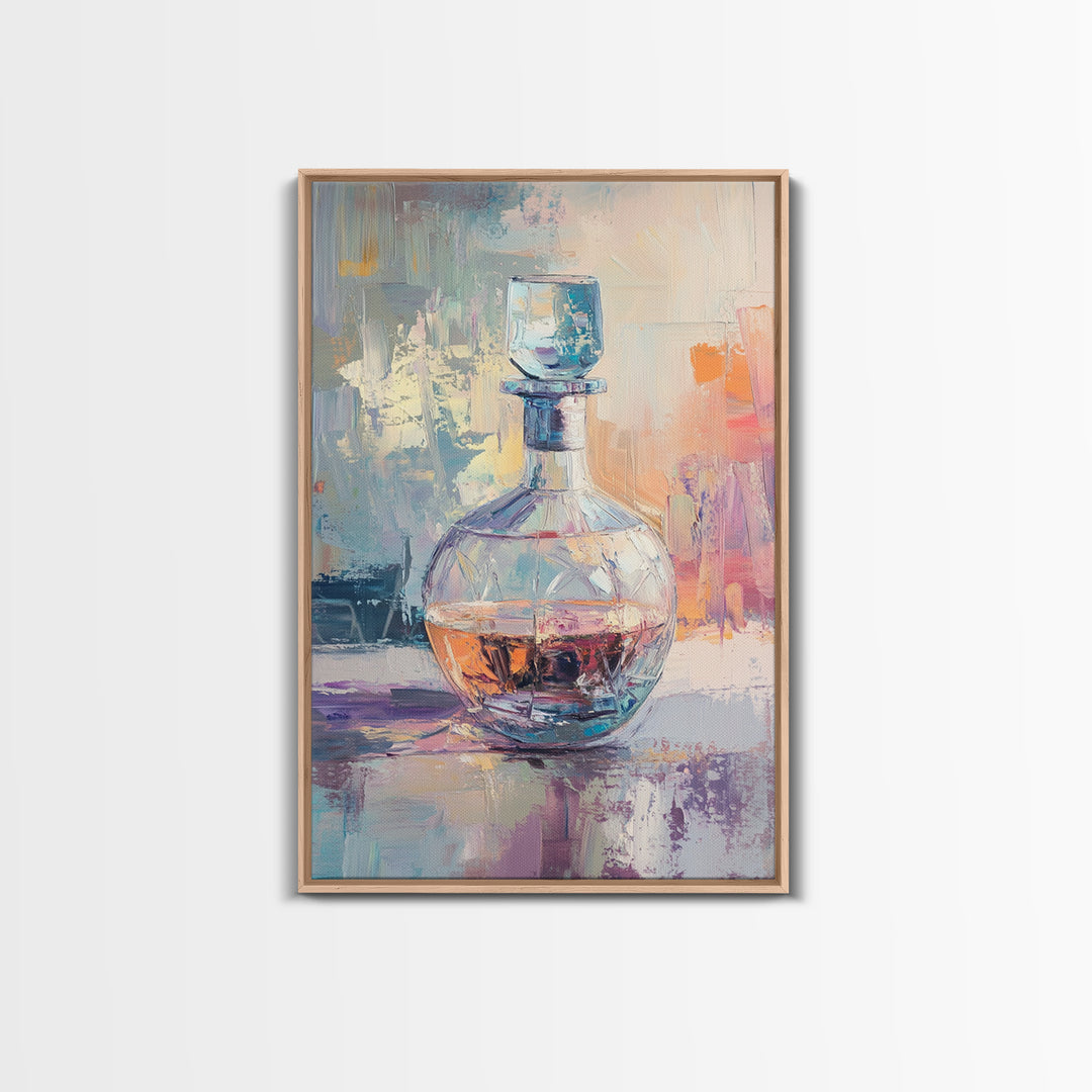 Crystal Whiskey Decanter Canvas Print, Bar Cart Wall Art, Home Bar Decor, Man Cave Decor, Cocktail Art Gift For Him, Office Decor