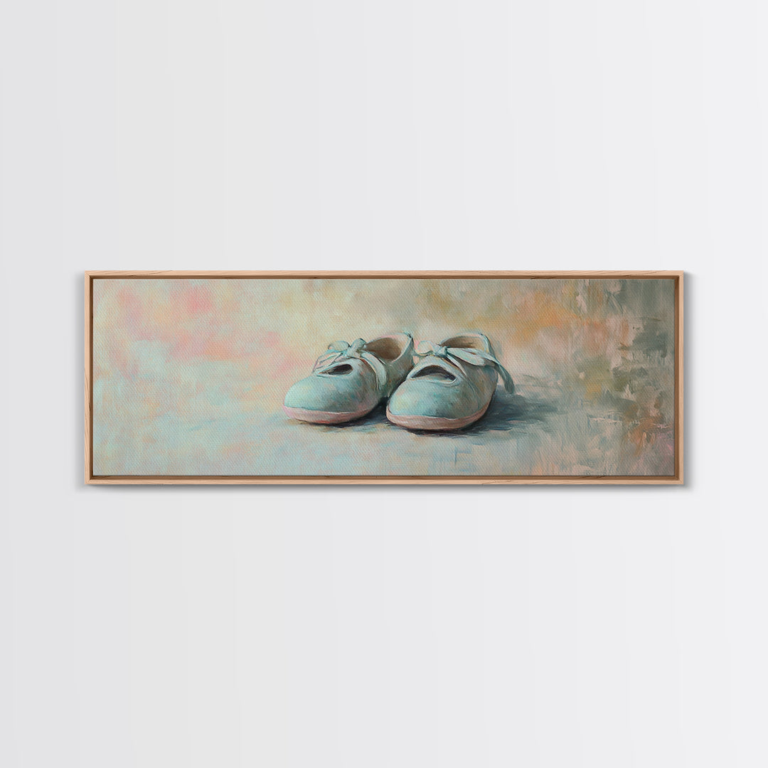 Soft Blue Baby Shoes Wall Art, Pastel Nursery Decor, Baby Room Wall Decor, New Mom Gift, Dreamy Neutral Bedroom Art Print