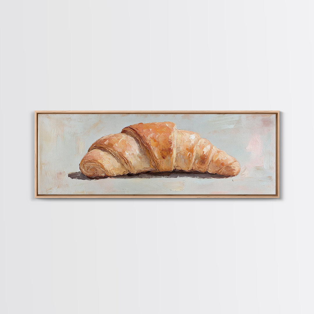 Golden Croissant Canvas Print, French Bakery Art, Kitchen Wall Decor, Cafe Poster, Food Lover Gift, Parisian Home Decor Print