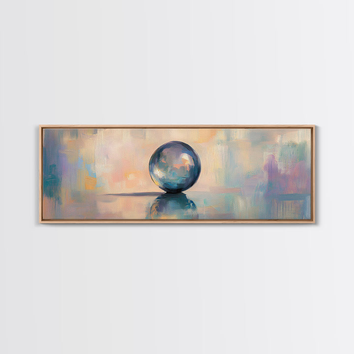 Reflective Blue Glass Sphere Wall Art, Modern Abstract Still Life, Contemporary Canvas Wall Art, Office Decor, Calming Print