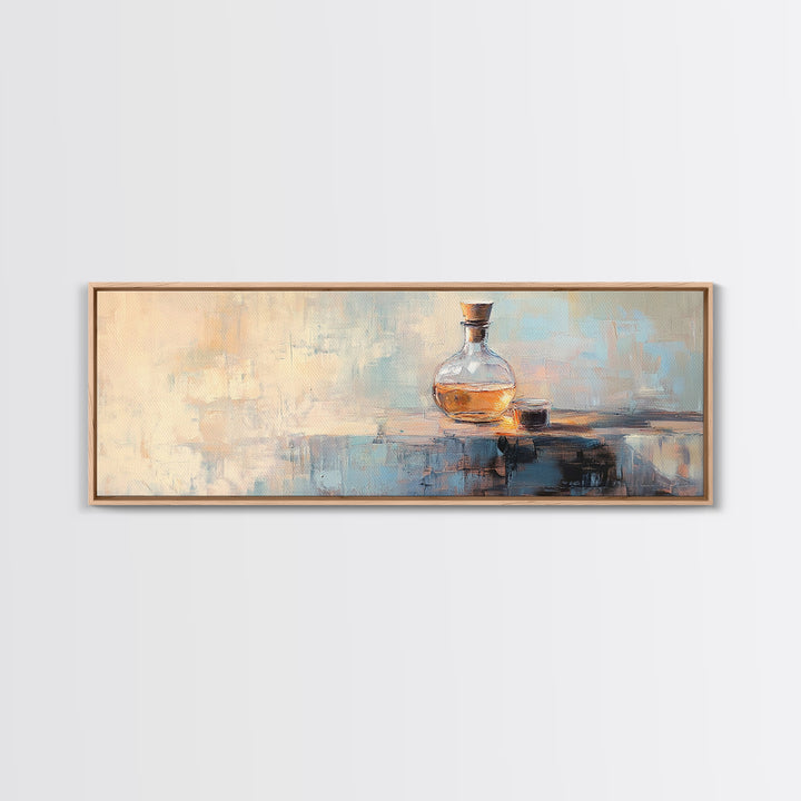 Whiskey Decanter And Glass Canvas Print, Moody Bar Art, Home Bar Decor, Masculine Office Wall Art, Man Cave Decor, Gift For Him