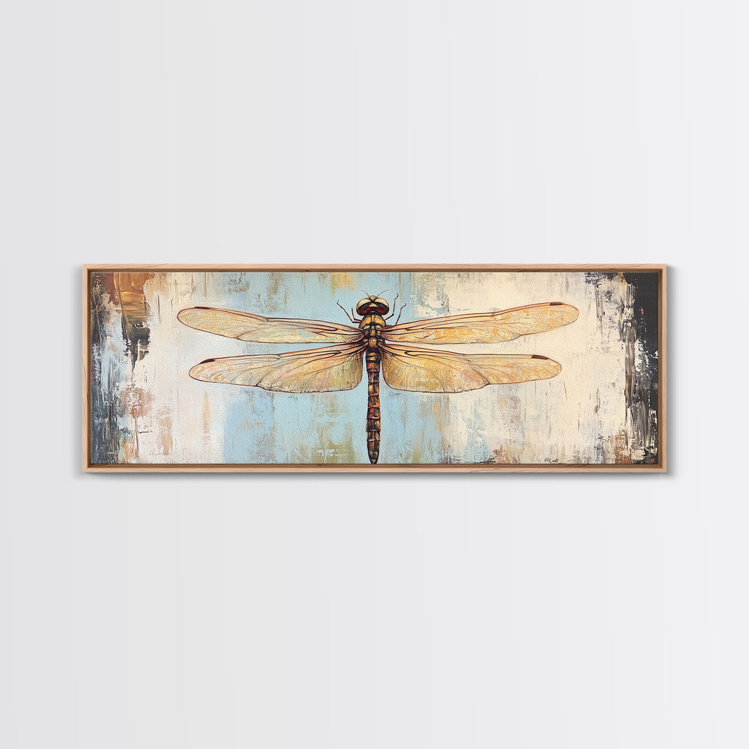 Detailed Dragonfly Insect Wall Art, Nature Inspired Canvas Print, Botanical Wall Decor, Rustic Wildlife Gift For Her, Office Decor