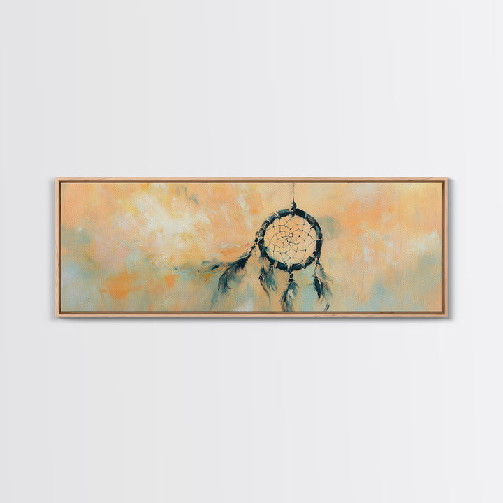 Boho Dreamcatcher With Feathers Wall Art, Southwestern Canvas Print, Spiritual Decor, Earth Tone Bedroom Gift For Her, Dorm Decor