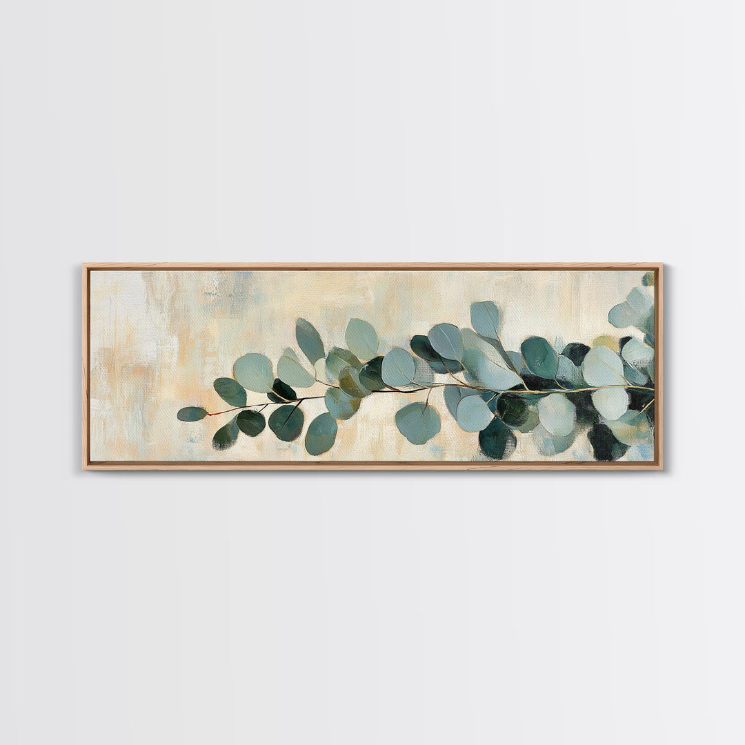 Eucalyptus Branch Botanical Wall Art, Sage Green Minimalist Canvas Print, Organic Modern Decor, Neutral Living Room Print