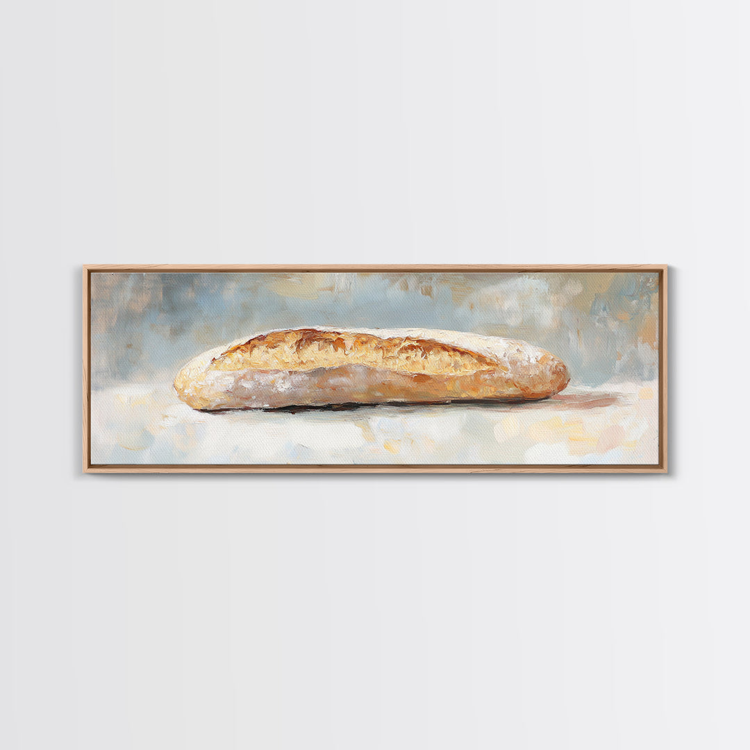 Rustic Baguette Bread Still Life Wall Art, French Bakery Canvas Print For Kitchen, Cafe Decor, Foodie Gift, Dining Room Print