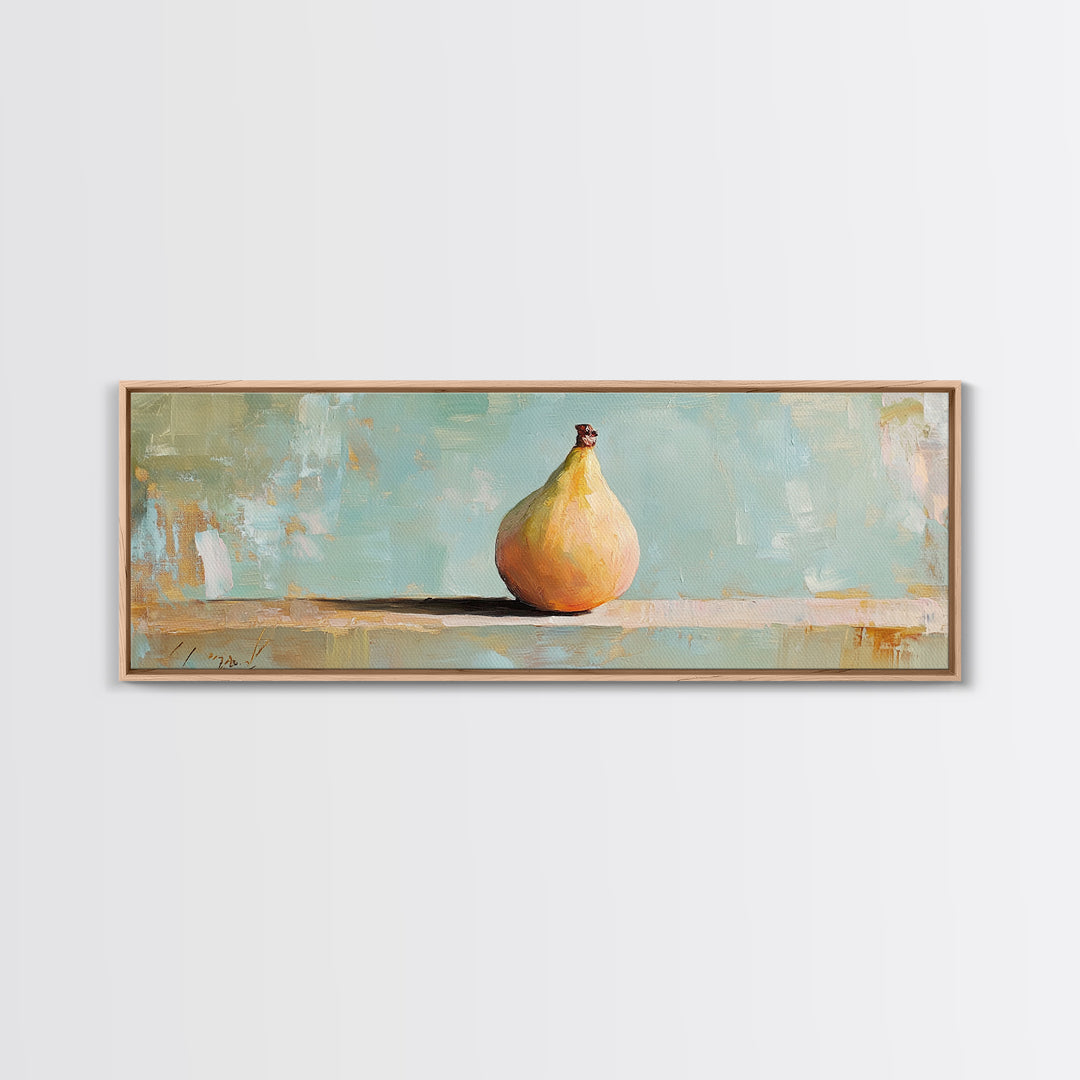 Golden Pear Still Life Framed Canvas Print, Rustic Kitchen Wall Art, Farmhouse Decor, Fruit Painting, Dining Room Decor Gift