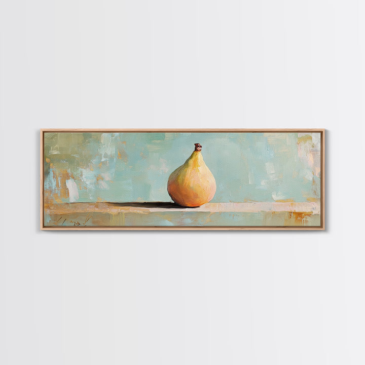 Golden Pear Still Life Framed Canvas Print, Rustic Kitchen Wall Art, Farmhouse Decor, Fruit Painting, Dining Room Decor Gift