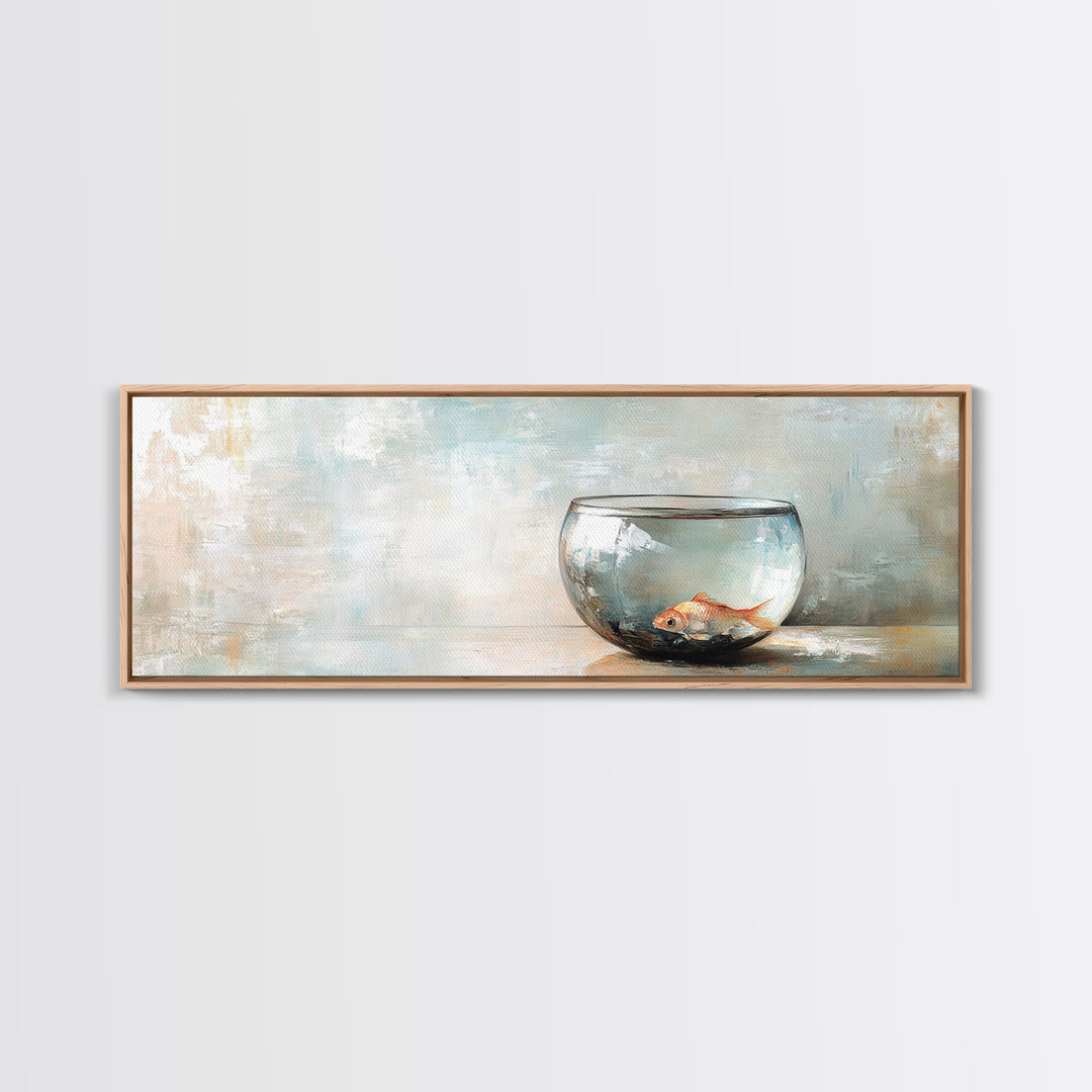 Goldfish In Glass Bowl Wall Art, Minimalist Ocean Decor, Animal Art Print, Coastal Bathroom Canvas Print, Gift For Fish Lovers