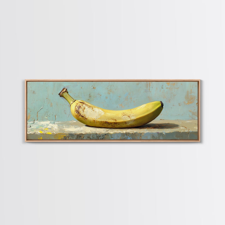 Rustic Yellow Banana Still Life Canvas Print, Whimsical Kitchen Wall Art For Food Decor Dining Room Decor And Housewarming Gift