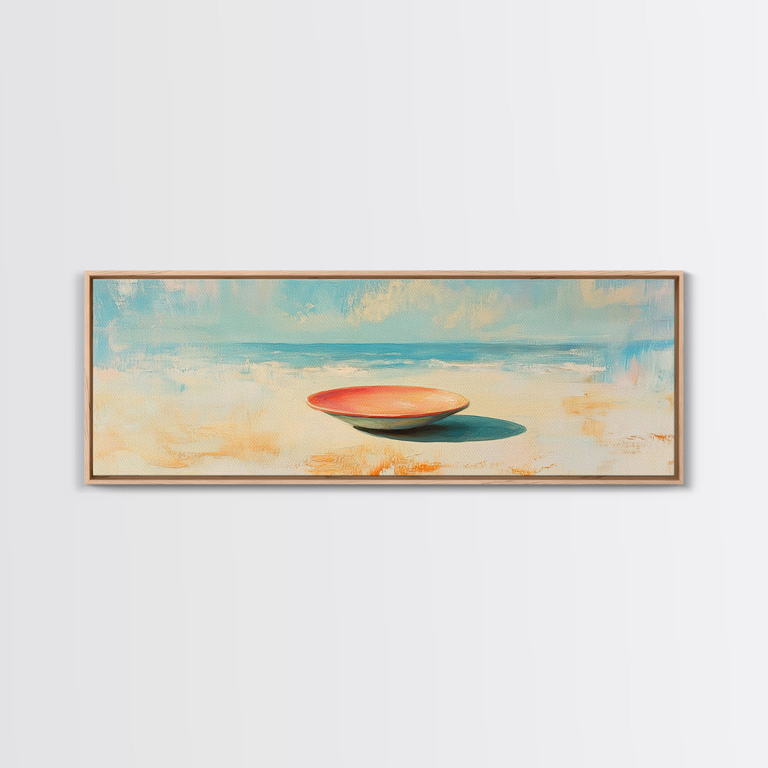 Minimal Beach Bowl Seascape Wall Art, Coastal Canvas Print, Modern Nautical Decor, Serene Ocean Landscape Painting For Beach House
