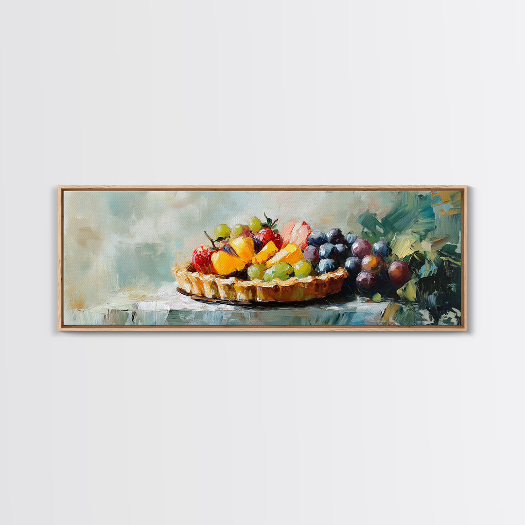 Colorful Fruit Tart Still Life Wall Art, Kitchen Canvas Print, Farmhouse Dining Room Decor, Foodie Gift, Vibrant Art Print