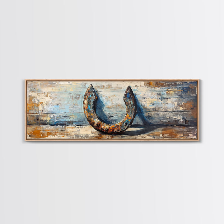 Rusty Horseshoe Western Still Life Wall Art, Farmhouse Rustic Decor, Cowboy Canvas Print For Entryway Or Man Cave Wall Decor Gift