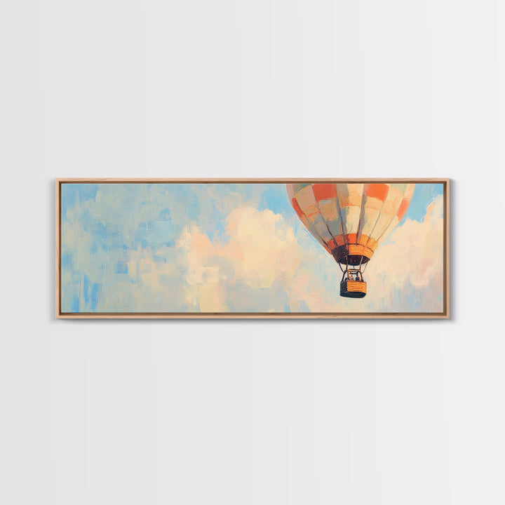 Pastel Hot Air Balloon Sky Wall Art, Whimsical Nursery Decor, Adventure Canvas Print For Kids Room Or Playroom Wall Decor Gift