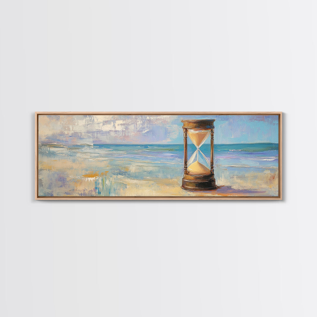 Beach Hourglass Seascape Wall Art, Coastal Canvas Print, Ocean Decor, Nautical Landscape Painting, Serene Living Room Art