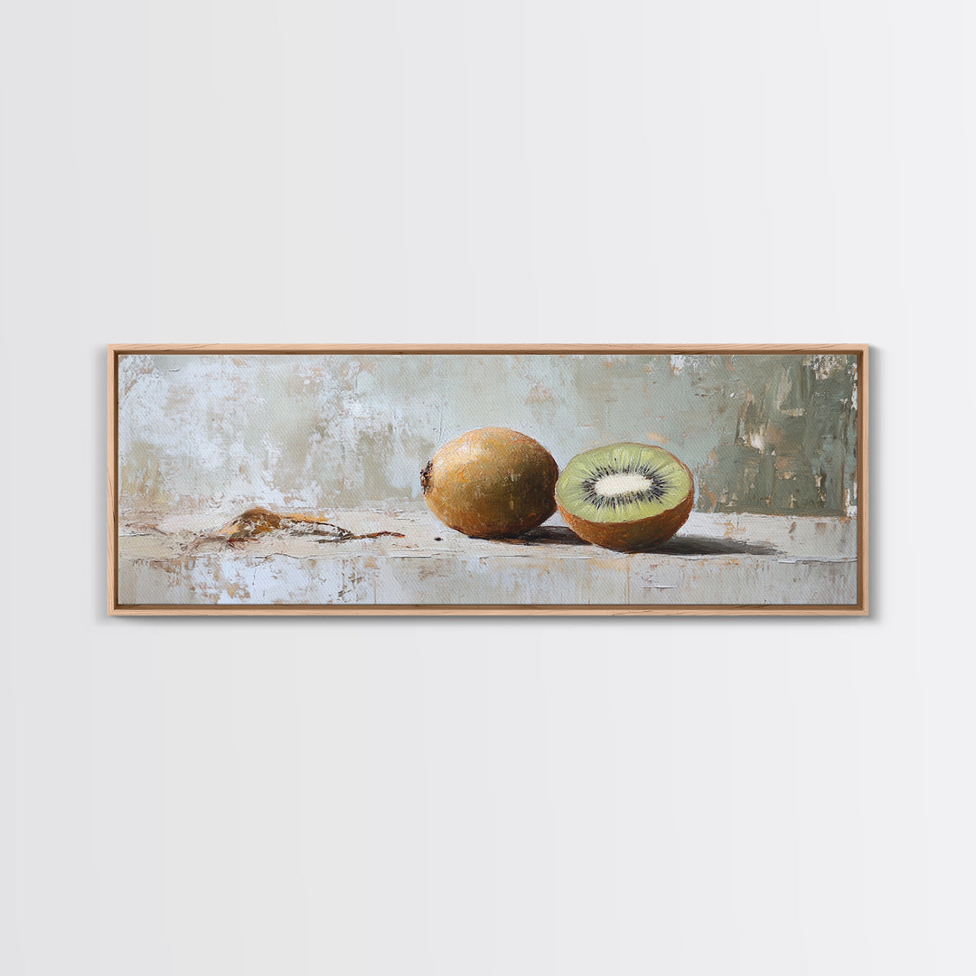 Whole And Sliced Kiwi Fruit Still Life Canvas Print, Kitchen Wall Art, Foodie Wall Decor, Farmhouse Dining Room Gift For Her