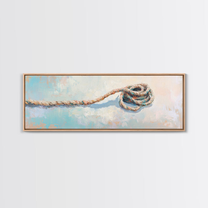 Coiled Rope And Knot Still Life Canvas Print, Nautical Wall Art, Coastal Wall Decor, Rustic Beach House Decor, Gift For Him