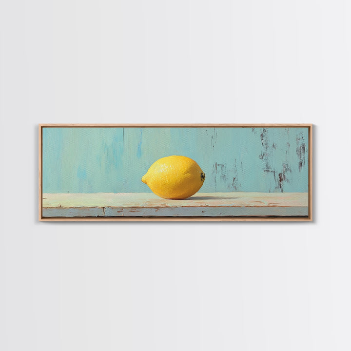 Bright Yellow Lemon Still Life Canvas Print, Minimalist Kitchen Wall Art, Fruit Art Print, Mediterranean Decor, Foodie Gift