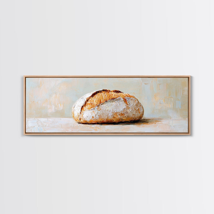 Crusty Artisan Bread Loaf Still Life Canvas Print, Rustic Kitchen Wall Art, Bakery Decor, Food Lover Gift, Farmhouse Decor