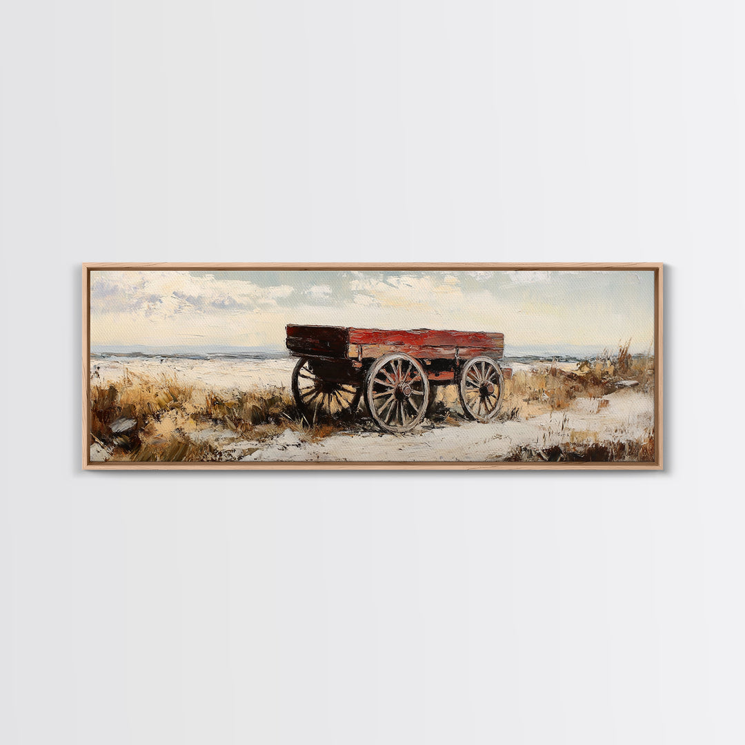 Red Farm Wagon In Snow Wall Art, Rustic Landscape Canvas Print, Farmhouse Decor, Country Winter Art, Cozy Home Decor Gift