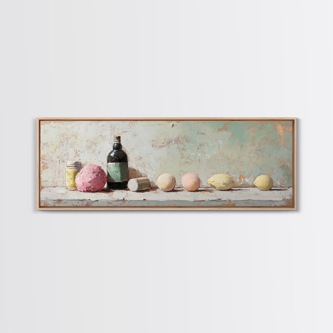 Pastel Bath Bombs And Bottles Wall Art, Spa Bathroom Decor, Apothecary Still Life, Feminine Canvas Print, Gift For Her, Home Decor
