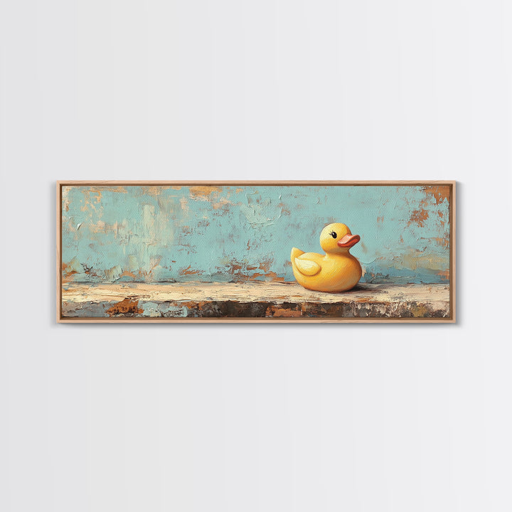 Yellow Rubber Duck Wall Art, Whimsical Bathroom Canvas Print, Cute Kids Room Decor, Playful Nursery Gift, Fun Wall Decor