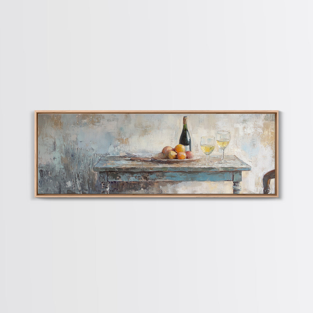 Wine Bottle And Fruit Wall Art, Rustic Dining Room Decor, French Country Canvas Print, Kitchen Wall Decor, Housewarming Gift