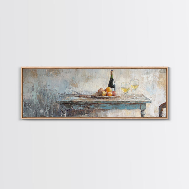 Wine Bottle And Fruit Wall Art, Rustic Dining Room Decor, French Country Canvas Print, Kitchen Wall Decor, Housewarming Gift