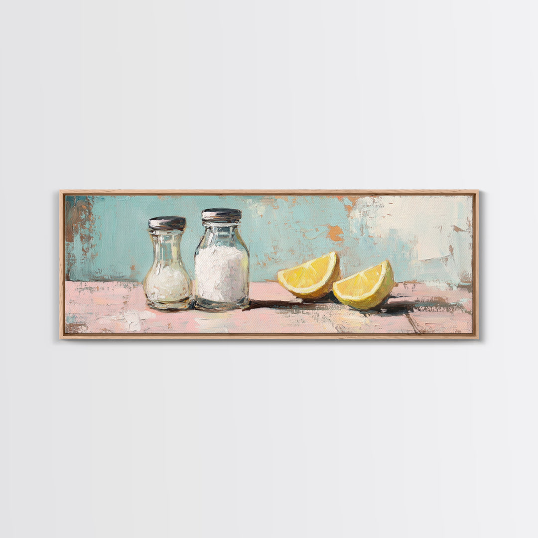 Salt And Pepper With Lemon Canvas Print, Kitchen Wall Art, Farmhouse Decor, Foodie Gift, Dining Room Prints, Cute Kitchen Art