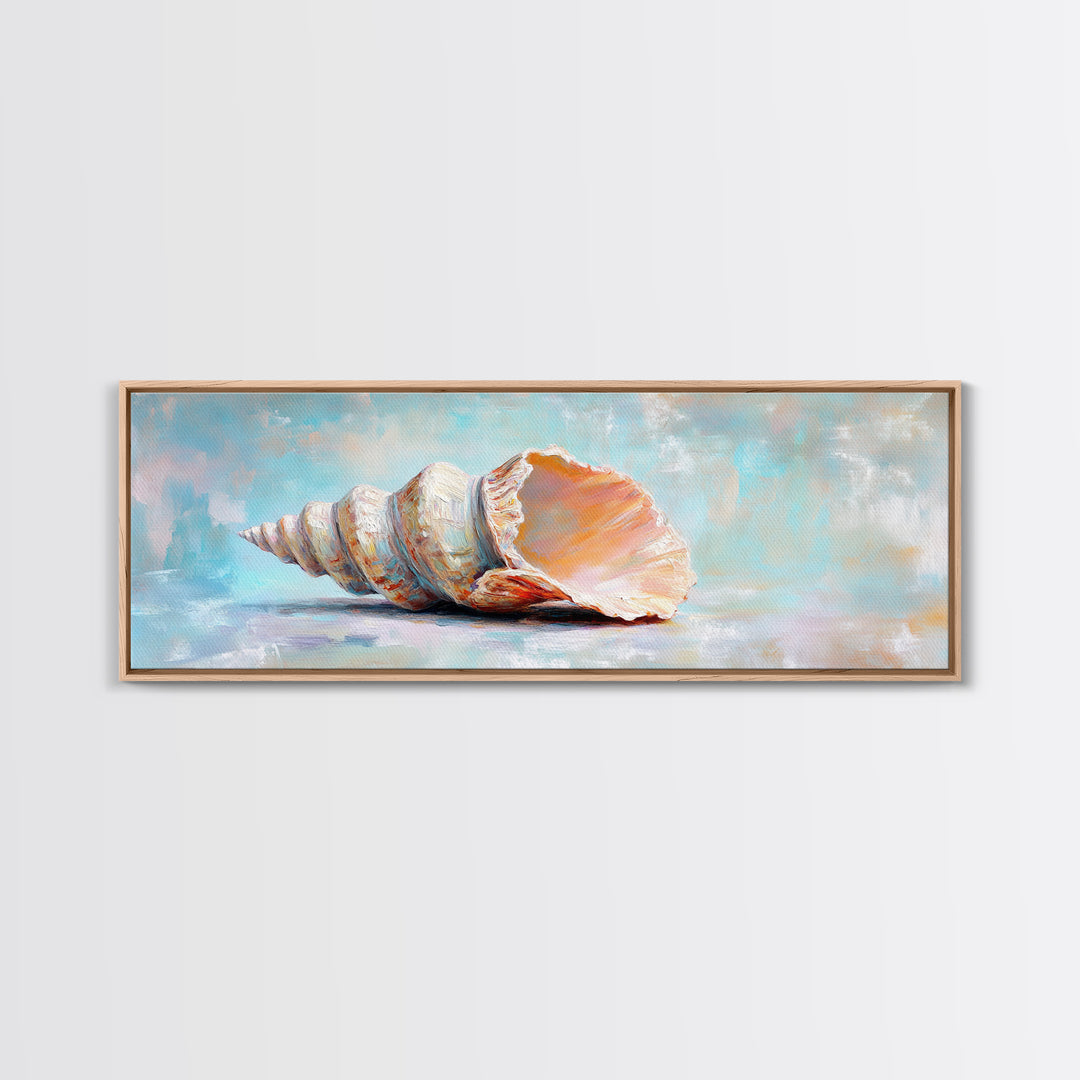 Large Pink Conch Seashell Framed Canvas Print, Coastal Wall Art, Beach House Decor, Ocean Wall Decor, Nautical Gift, Seaside Wall Art