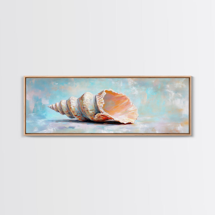 Large Pink Conch Seashell Framed Canvas Print, Coastal Wall Art, Beach House Decor, Ocean Wall Decor, Nautical Gift, Seaside Wall Art