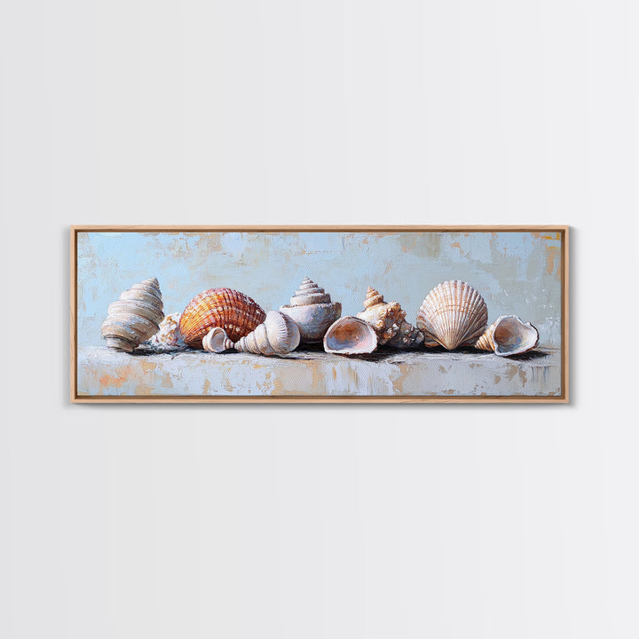 Coastal Seashell Collection Still Life Canvas Print, Beach Wall Art, Ocean Decor, Nautical Wall Decor, Beach House Gift Idea