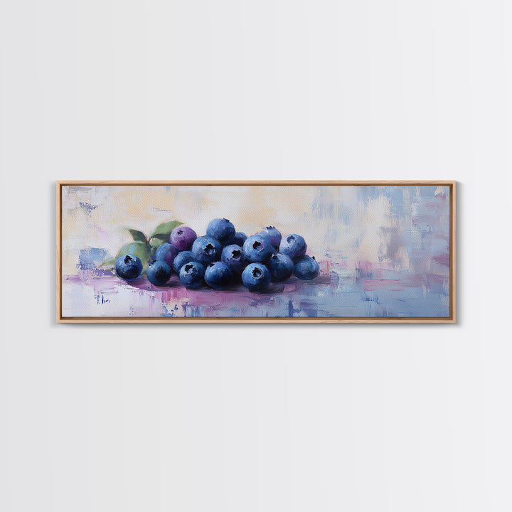 Blueberry Still Life Oil Painting Wall Art, Kitchen Framed Canvas Print, Fruit Art, Farmhouse Dining Room Decor, Foodie Gift
