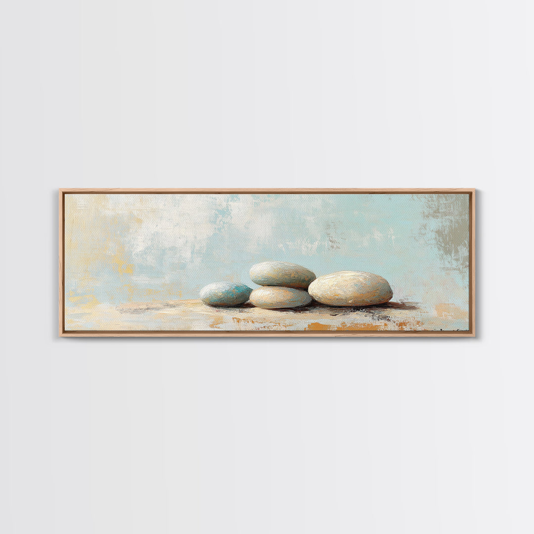 Stacked Smooth Stones Wall Art, Zen Spa Decor Print, Minimalist Bathroom Wall Decor, Calming Neutral Art, Meditation Room Decor