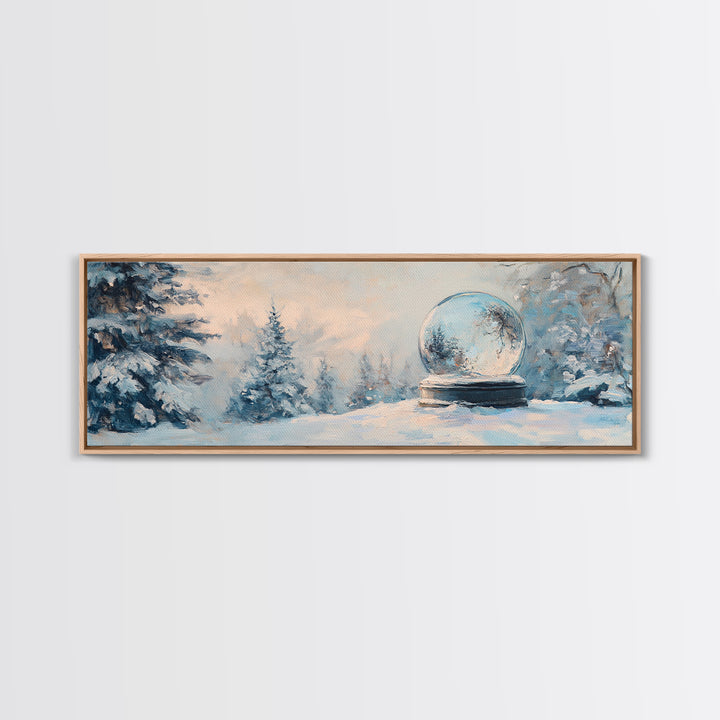 Snow Globe In Winter Forest Framed Canvas Print, Cozy Wall Art, Christmas Decor, Snowy Landscape, Holiday Gift For Living Room Decor